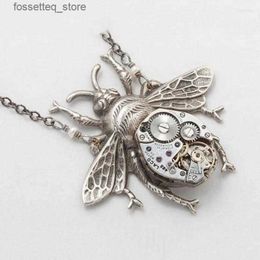 Anhänger Halsketten Anhänger Halsketten Mode Steampunk Krabbe Halskette Vintage Punk Kette Schmuck Zange Bronze Mechanische Charme Für Frauen L240309