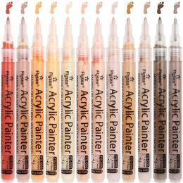 12 Colours Skin Tones Art Markers 07mm Extra Fine Tip Acrylic Paint Pens Sketch Portrait Manga Drawing Illustration Sketching 240229