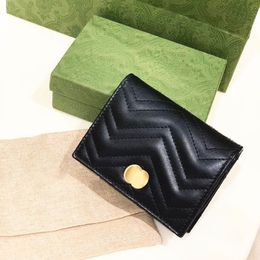 Marmont Five card compartments With box key wallet Card Holder Genuine Leather Luxury Coin Purses Women's mens Designer Walle284G