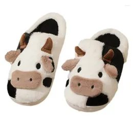 Slippers Cotton Soft And Cute Girl Heart Cow Winter Cartoon Indoor Warm Plush Luxury Home Shoes For Boots Female Women Sneakers