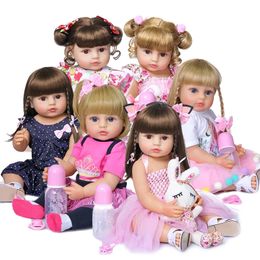 NPK 50CM Full Body Soft Silicone Sweet Face Reborn Toddler Baby Girl Doll Birthday Christmas Gift High Quality 240306