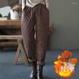 Women's Pants Women Winter Fashion Warm Down Cotton Female Windproof Thicken Padded Quilted Trousers Lady Elastic Waist Casual Pant G350