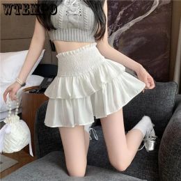 skirt High Waist Cake Puffy Women's Short Skirt White Pure Desire Elastic Waist Slim Hotsweet American Spicy Girl Korean Fashion Fall