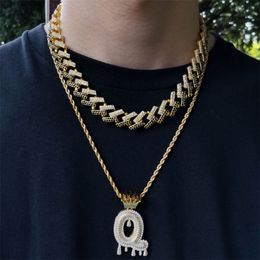 15mm colorful diamond hip hop jewelry cuban link chain mens gold necklace designer chain for man Iced Out Alloy Chains Blue Black 213L