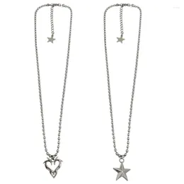 Pendant Necklaces Trendy Charm Necklace Unique Heart/Star Neckchains Adjustable Clavicular Chains Elegant Neck Jewellery For Girls T8DE