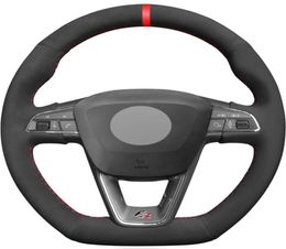 Black Suede Red Marker Car Steering Wheel Cover For Seat Leon Cupra R Leon ST Cupra Ateca Ateca FR4132699