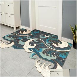 Carpets Japanese Style Floor Mat Entrance Door Silk Circle Carpet Can Be Cut Non-Slip Pvc Family Living Room Decoration Drop Deliver Dh6Pn