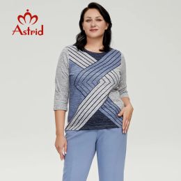 T-Shirt Astrid Women's Sweater 2022 Female Oversized Clothing Crew Neck Fashion Diamonds Craft Geometric Print Tops Female Tees Trends