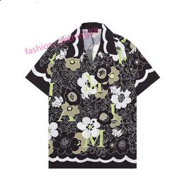 2023 Mens Short Sleeve Hawaiian Shirt Fashion Floral Print Button Down Bowling Casual Shirts Mens Summer Dress Shirt M-3XL