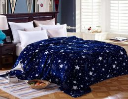 Throw Blanket Stars on The Bed Couch Bedspread Winter Bright Galaxy Flannel Blue for Sofa Factory expert design Quality Late6398514359765