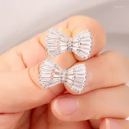 Stud Earrings Korean Exquisite Butterfly Anti - Allergic Ladder Zircon For Women