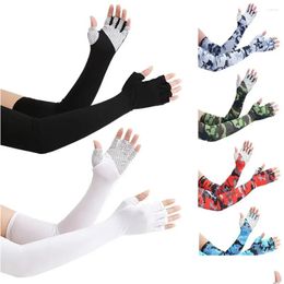 Cycling Gloves 1 Pair Cooling Arm Sleeves Er Camo Half Finger Women Men Sports Running Uv Protection Outdoor Fishing Drop Delivery Out Otexi