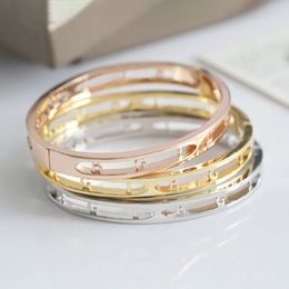 Europe America Fashion Style Men Lady Women Titanium steel Hollow Out Engraved B Initials Bangle Bracelet 3 Color2322