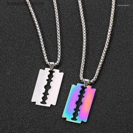 Pendant Necklaces Pendant Necklaces Fashion Silver Color Stainless Steel Razor Blades Men Jewelry Male Shaver She Necklace L240309