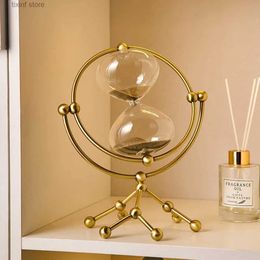 Decorative Objects Figurines Creative Metal Bracket Hourglass Luxury Interior Decoration Ornaments Glass Sand Bottle Modern Home Minimalist Desk Accessories T2