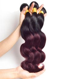 Burgundy Wine Red Ombre Human Hair Weaves 1B 99J Body Wave 3 Bundles Unprocessed Extensions 1024Inch8264604