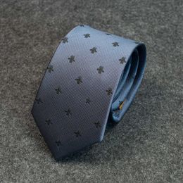Neck Ties Designer New Personalised Embroidery Blue Grey Formal Business Bee Formal Business pentagram Men's Tie 7IMW