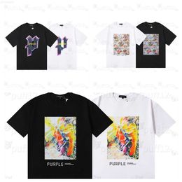 Mens Designer t shirt Purple Brand t shirt Clothing 100 Cotton Shirt Graffiti Evil Fun Colourful Alphabet Print Sketch Oil Painting Pattern Street Hip Hop L JRO3