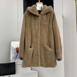 Haining's New Whole Small Mother Mink, Hooded Mink Fur Coat For Women, Long And Comfortable In Winter 844332