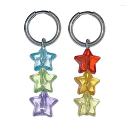 Dangle Earrings 2 Pcs Five-Pointed Beaded Acrylic Ear Buckle Fashion Unique Cool Pentagrams For Girls