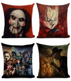 Cushion Cover Linen Horror Movie Printed Pillows Cover Car Sofa Decorative Pillowcase Home Decorativos Throw Pillow Case 45x45cm262903238