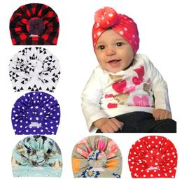 2020 Toddler Baby Turban Headband Floral Plaid Dot Soft Cotton Beanie Hat Little Girls Donut Cap Headwear Kids Gift8228489