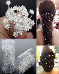 Düğün Aksesuarları Gelin İnci Saçkopları Çiçek Kristal Rhinestone Diamante Saç Pimleri Klipler Nedime Kadın Saç Takı 40 PCS520624