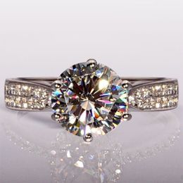 Round cut 4ct Topaz Diamonique simulated diamond 14KT white Gold Filled GF Engagement Women Wedding Ring Sz 5-11314S