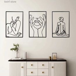 Wall Stickers Home Decorations Abstract Figures Woman Metal Wall Hanging Living Room House Girl Bedroom Wall Aesthetics Art Garden Iron Decor T240309