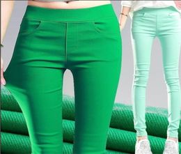 Candy Colour Womens Stretch Leggings Pants Women High Waist Skinny Leggins Mujer Femme Black Green Pink White Grey Purple Legging Y4091969