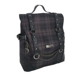 Plaid Gothic Punk Rock Chain Backpack Women Techwear Goth Sac A Dos Mochilas School Bags For Teenage Girls Bagpack 210913220v