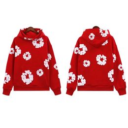 designer denim teers hoodie mens denim kapok red Cotton Wreath hoodies set pants Sweatshirt Unisex Printed graffiti hoodie man quality hoodie Sports denim teaes