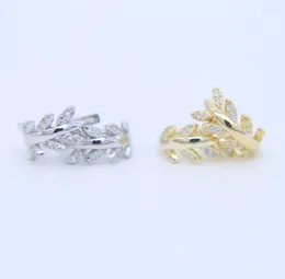 Stud Earrings 11mm Pave Zircons High Quality Silver Color Circle LEAF Earring Fashion Cubic Zirconia Women Jewelry 925 Sterling