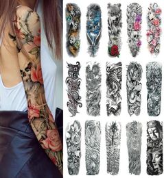 100 Sheet Large Arm Sleeve Tattoo Waterproof Lotus Temporary Tattoo Sticker Men Full Flower Tatoo Body Art Girl6759941