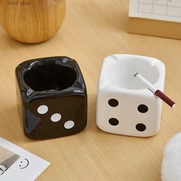 Decorative Objects Figurines Procelain Dice Ashtray Modern Home Living Room Decoration Office Desk Accessories Decoration Mini Dice Ashtray Ash Storage Box T2403