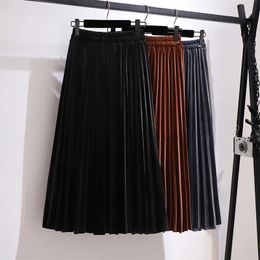 Plus Size Large size women fat mm autumn 200 pounds fat sister canary skirt a word pleated skirt cover crotch 240306
