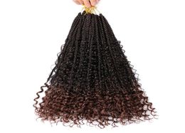 22 Inch Synthetic River Box Braids Hair With Curly End Hair Extensions Goddess Crochet 12 rootspack Bohemian With Curl Ends LS349369627