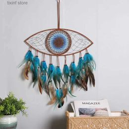 Novelty Items Devil Eye Feather DreamCatchers Handmade Home Decor Bedroom Wall Hanging Witch Dark for Decor Wall Decorations Ornament Craft T240309