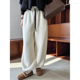 Women's Pants Autumn Winter Wool Thickened Drawstring Sweatpants Women Elastic Waist Loose Casual Jogger