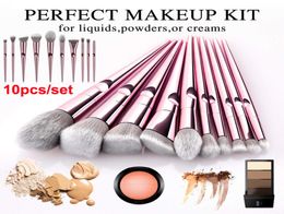 10pcs Brush Set Rose Gold Makeup Brushes Eyeshadow Powder Contour Foundation Brush Beauty Cosmetics Tool2839513