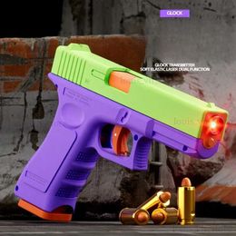 Gun Toys Laser Version Dual-mode Automatic Shell Ejection G17 Pistol Radish Gun Soft Bullet Toy Gun CS Shooting Weapons for Kids T240309