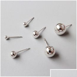 Charms Simple 925 Sterling Sier Round Ball Stud Earrings For Women Ear Piercing Jewellery Studs Earings Brincos Fine Drop Delivery F F Dhzpm