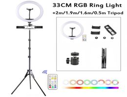 33CM RGB LED Selfie Ring Light With 2m 16m 05m Tripod USB Colourful Pography Light With Remote Control For Youtube Tiktok73534983386211