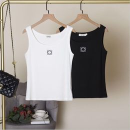 Women's Tanks Camis Womens t Summer Women Tops Tees Crop Top Embroidery Sexy Off Shoulder Black Tank Casual Sleeveless Backless Solid Colour Ves