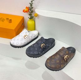 Designer Slipper Cosy Flat Sandals Calfskin Mules Clogs Denim Letter Printing Comfort Casual Shoes Platform Easy Sandal Fashion Womens 1152ess