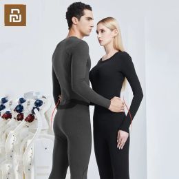 Capris Youpin Supield Thermal Underwear Set Far Infrared Heating Men Women Winter clothing Warm Suit Aerogel Long Sleeve Top Warm Pants