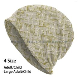 Berets Abstract Circuit Digital Camo Light Khaki Beanies Knit Hat Camouflage Yellow Dark Green Brimless Knitted Skullcap Gift