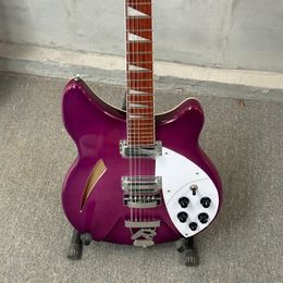 Purple 360 Electric Guitar 12S Semi-Hollow Body Rosewood - Professional Performance, 4/4 Size, Right-Handed