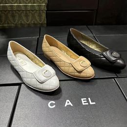 Designer shoes channel ballet flat shoes genuine leather women loafers casual shoes sizes 35-42 Paris luxury wedding party round headed women dress shoes