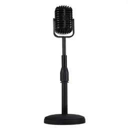 Microphones Vintage Desktop Microphone Prop Model With Adjustable Height Classic Retro Style Stand Fake Mic Black